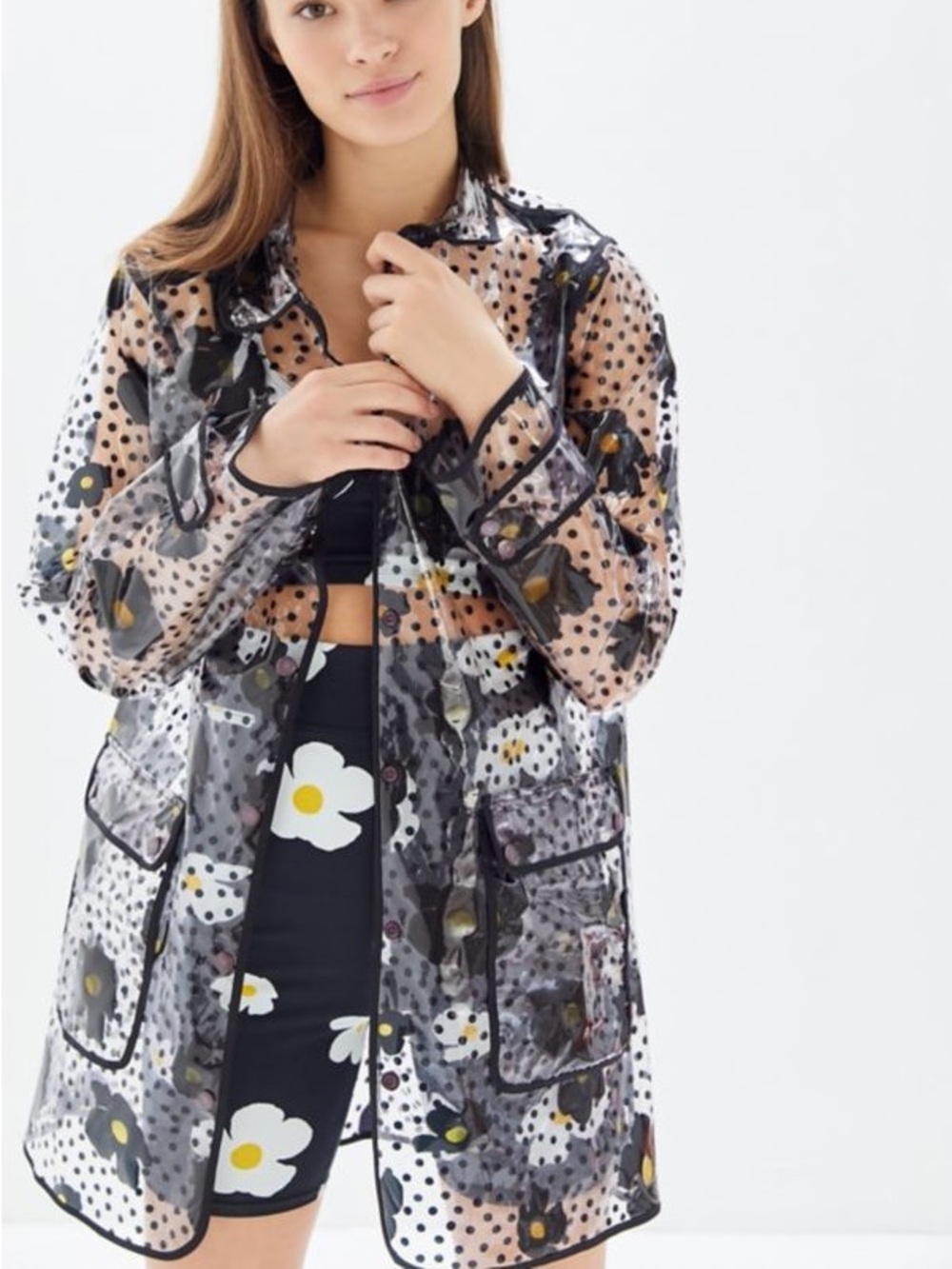 UO Christy Floral Snap Button Raincoat
